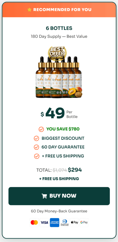 lipopeak 6 bottles price
